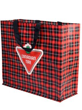 Canadian Tire Heated Rivalry Red Plaid Reusable Shopping Bag Tote NEW